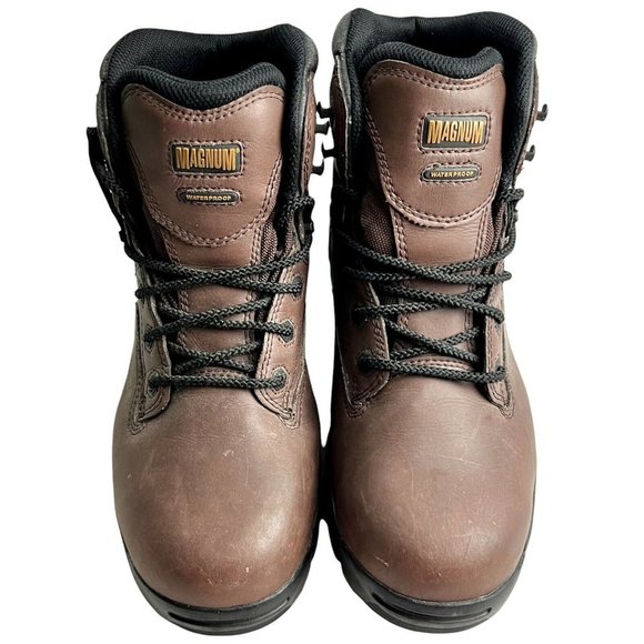 Magnum Essential Equipment Brown Leather Ion Mask Steel Toe Work Boots Size 9W - Picture 3 of 8